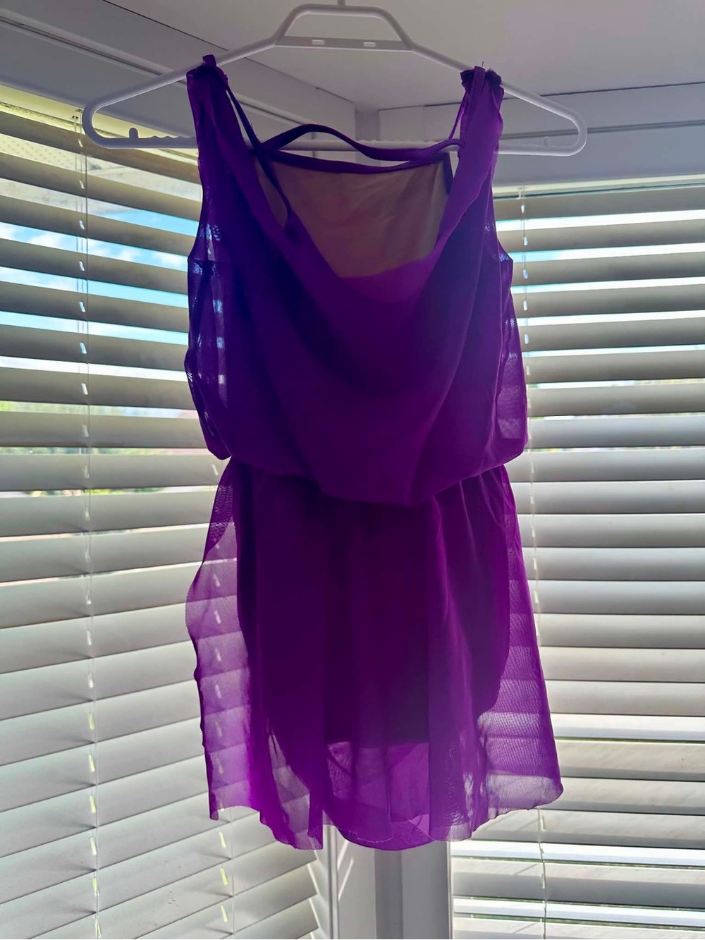 balera Purple Chiffon Dance Dress with Draped Bodice MC